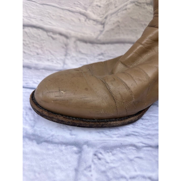 Men's Justin Beige Leather Cowboy Boots Size 7.5 - Picture 6 of 9